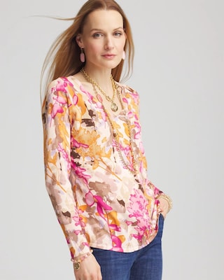 Floral Long Sleeve V-Neck Pullover Sweater | Chico's